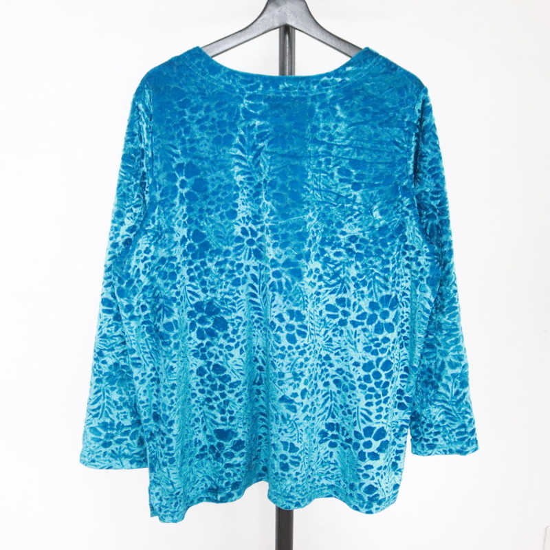 K463 2000 годы производства велюр tops #00s XL размер примерно женский синий blue цветочный принт цветок American Casual Street б/у одежда б/у одежда . супер-скидка редкий 