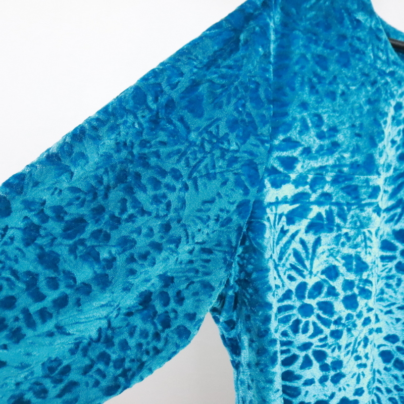 K463 2000 годы производства велюр tops #00s XL размер примерно женский синий blue цветочный принт цветок American Casual Street б/у одежда б/у одежда . супер-скидка редкий 