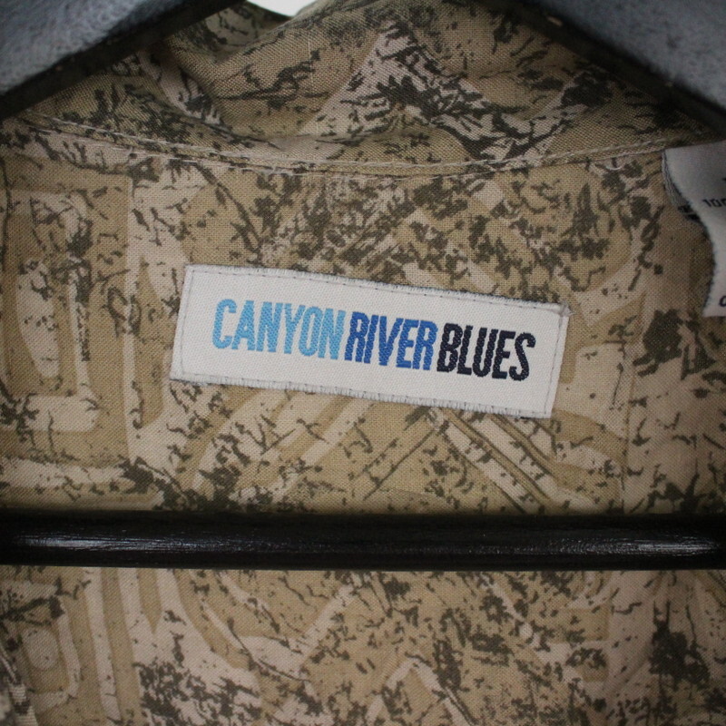 O514 90sビンテージ CANYONRIVERBLUES 半袖レーヨンシャツ■1990年代製 表記XLサイズ ベージュ オープンカラー 古着 古着卸 オールド 激安_画像3