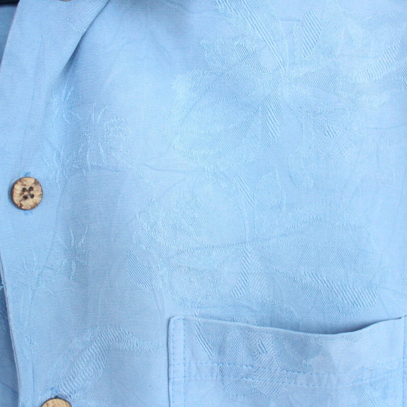 O516 2000年代製 GRANTTHOMAS 半袖アロハシャツ■00s 表記Mサイズ ブルー 青 シルク オープンカラー 古着 古着卸 オールド 激安 希少_画像6