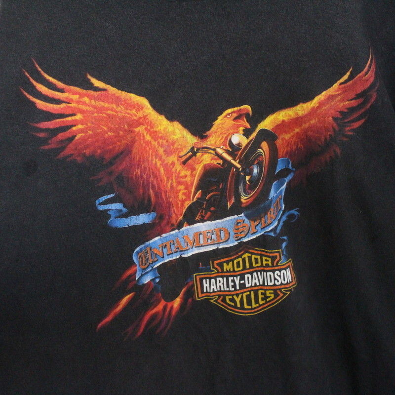 L599 2000年代製 USA製 Harleydavidson ハーレーダビッドソン 半袖プリントTシャツ■00s 表記2XLサイズ ブラック イーグル 古着 古着卸 90s_画像5