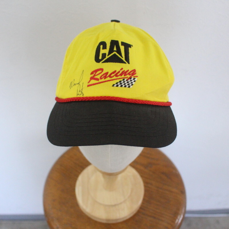 CAP78 USA直輸入 90sビンテージ CAT レーシングキャップ■1990年代製 イエロー 刺繍 HAT ハット 帽子 アメカジ ストリート 古着 古着卸 80s_画像1
