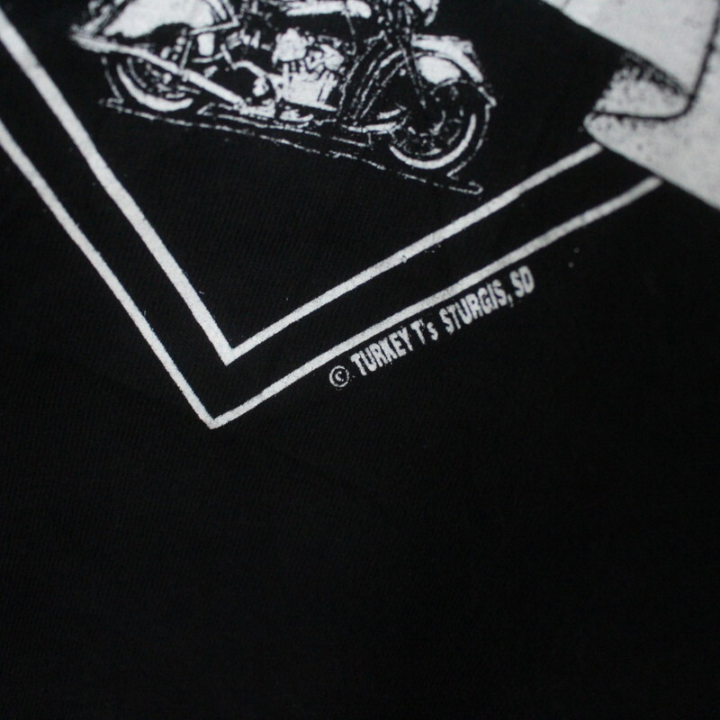 f384 90sビンテージ HANES ヘインズ 半袖プリントTシャツ USA製■1990年代製 表記XLサイズ ブラック 黒 スタージス アメカジ ストリート _画像8
