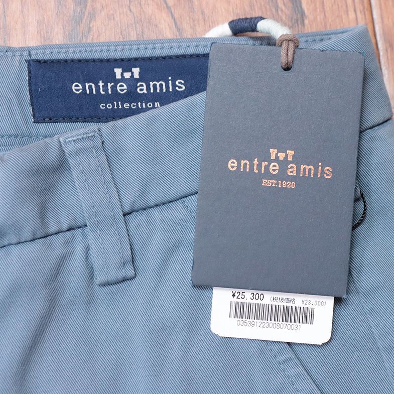 1 jpy / spring summer /entre amis/31 -inch / translation chino pants stretch comfortable plain ga- men to large Italy made legs length new goods / blue / blue gray /ic349/