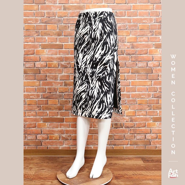 1 jpy /N°21/IT36 size / side slit Zebra print tight skirt Italy made nmero Vent u-no new goods / black × white /iz259/