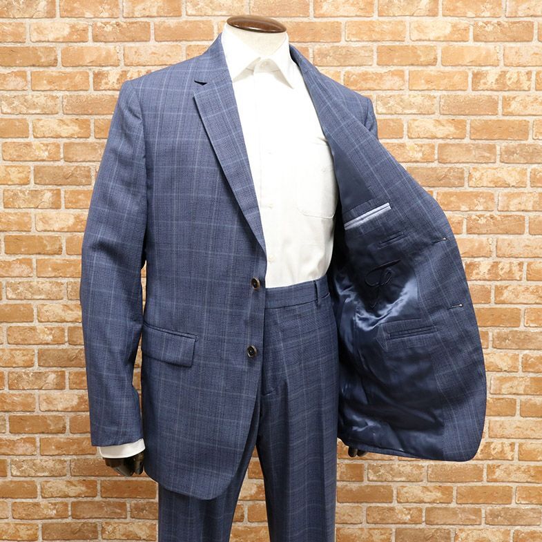 1 jpy / spring summer /Faconnable/58 size / suit summer wool Glenn check Classico trad fine quality men's new goods / navy blue / navy /if192/