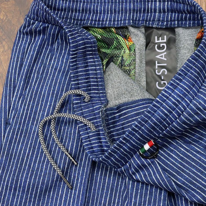 1 иен / весна лето /g-stage/44 размер / легкий брюки выдающийся эластичность джерси - Denim style полоса прекрасный ножек красивый . новый товар / синий темно-синий / темно-синий /gc277/