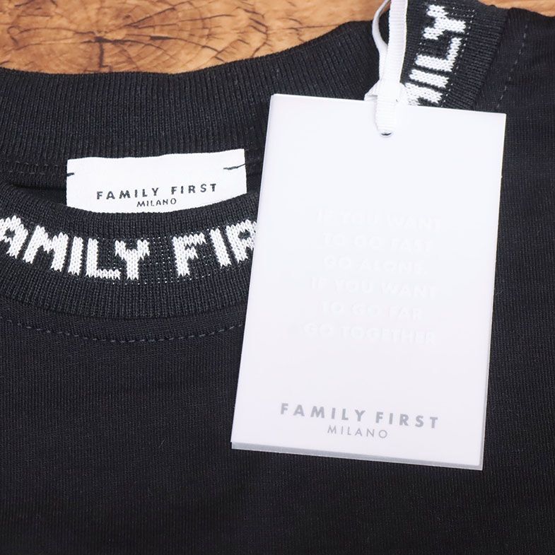 23春夏/FAMILY FIRST MILANO/Mサイズ/イタリー製Tシャツ TS2312 ネック ロゴ レタード 快適 モード 半袖 新品/黒/ブラック/ic121/_画像6