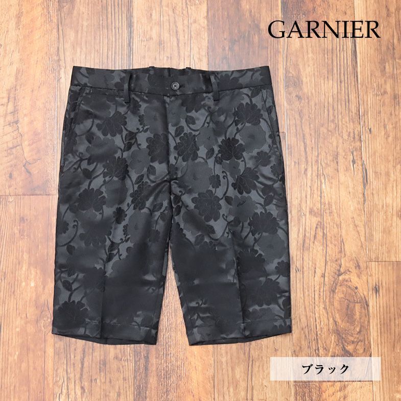 23春夏/GARNIER/Lサイズ/ハーフ パンツ 美艶ジャガード 花柄 ラグジュアリー 色気 ショーツ 新品/黒/ブラック/ig141/_画像1