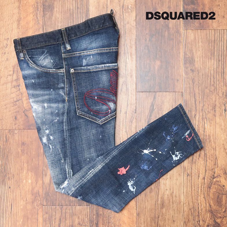 DSQUARED2/44サイズ/デニムパンツ S71LB1073 SEXY TWIST JEAN ダメージ パッチワーク加工 立体裁断 イタリア製 新品/紺/ネイビー/id135c/_画像1