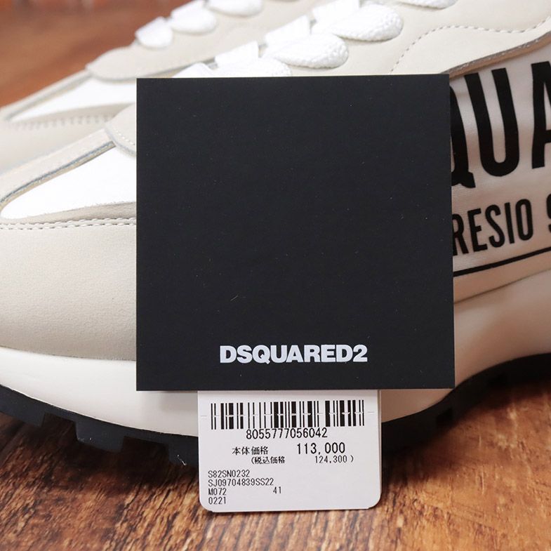 DSQUARED2/41(26-26.5cm)/スニーカー SNM0232 スエード レザー 撥水生地 ロゴ プリント イタリア製 スポーティー 新品/白/ホワイト/id296/_画像6