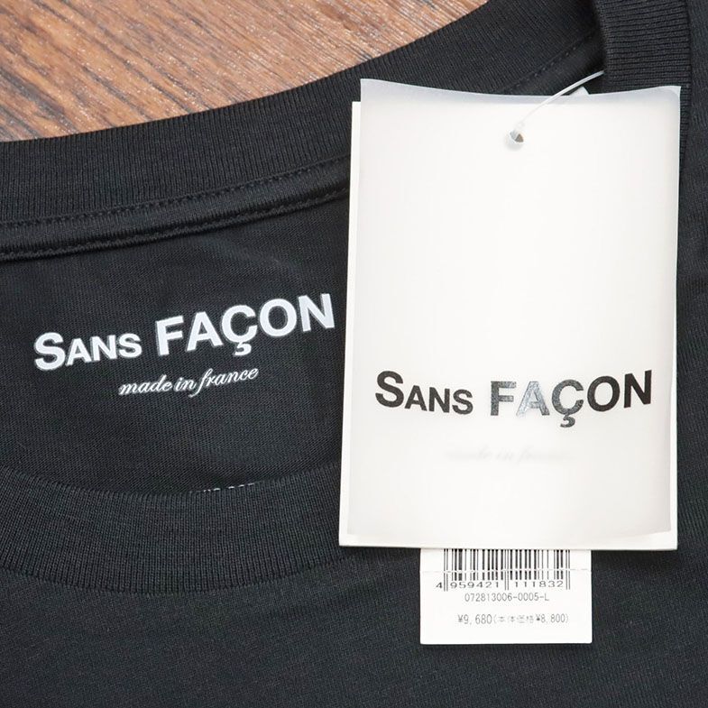 SANS FACON/Lサイズ/オーガニック コットンTシャツ バック ロゴ プリント フランス製 アメカジ サーフ 半袖 新品/黒/ブラック/ib366/_画像7