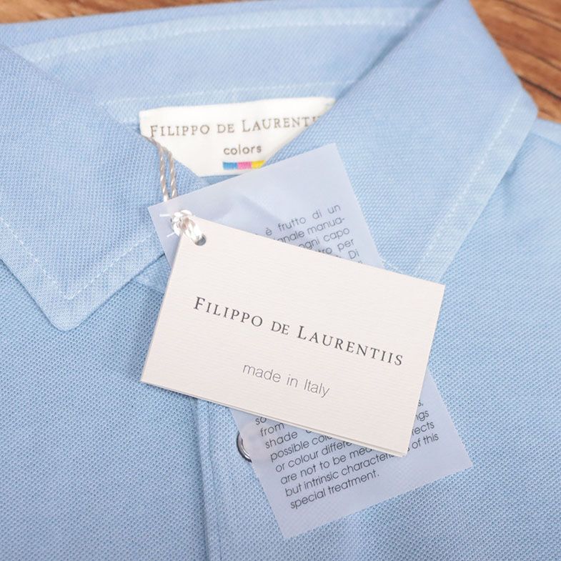 春夏/FILIPPO DE LAURENTIIS/44サイズ/Italy製ポロシャツ PLMCBAS PIQVIN 清涼カノコ 伸縮 製品染め加工 半袖 新品/青/ブルー/ib257/_画像6