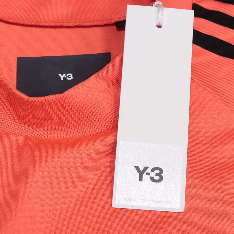 2023春夏/Y-3/Sサイズ/Tシャツ HZ8872 ラグラン モックネック 3本ライン ロゴ プリント ワイスリー 半袖 新品/オレンジ/ic106/_画像7