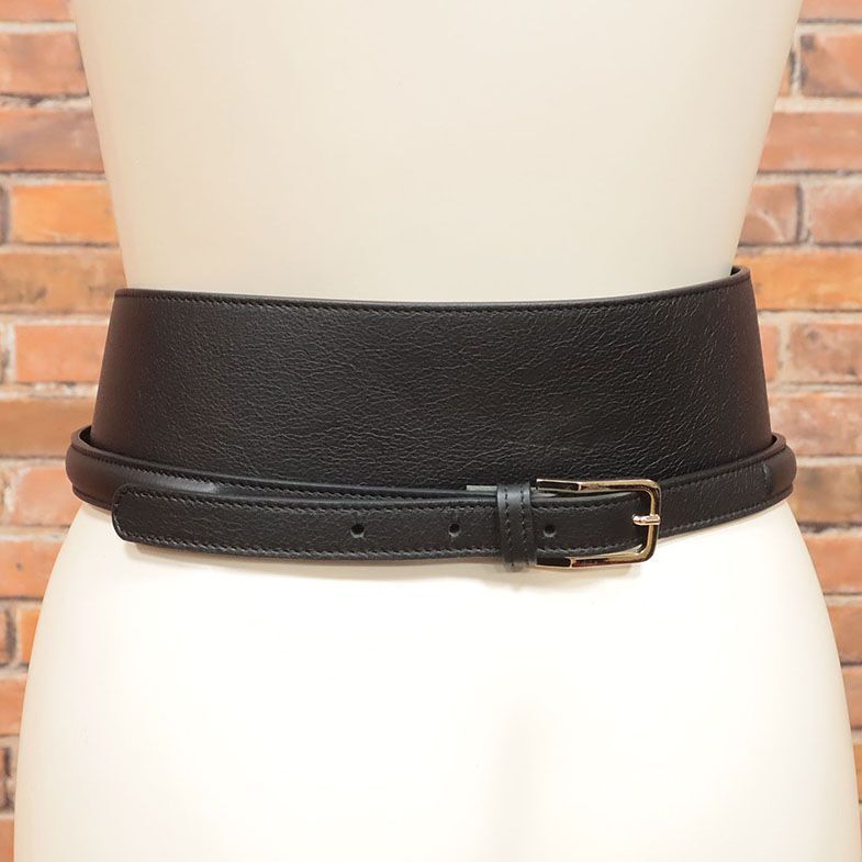 1 jpy /Les Copains/IT40 size / belt Italy made imported car reko bread new goods / black / black /iz689/