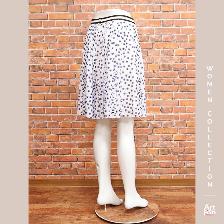 1円/春夏/DOROTHEE SCHUMACHER/2(S)サイズ/シルク シフォン フレアスカート ドロシーシューマッハ 新品/ホワイト×パープル/iz271/_画像3