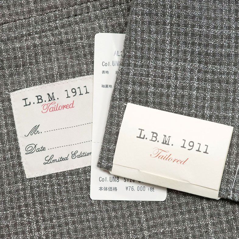 春夏/L.B.M.1911/50サイズ/アンコン ジャケット 綿麻混 チェック織り生地 イタリア製 ナポリ仕立て 新品/グレー/ic199a/_画像7