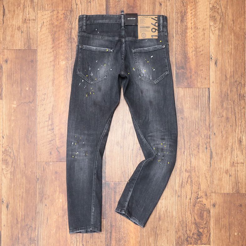 DSQUARED2/44サイズ/美脚デニムパンツ S71LB0916 SEXY TWIST JEAN 立体裁断 ダメージ ペイント加工 イタリア製 新品/黒/ブラック/id118/_画像3