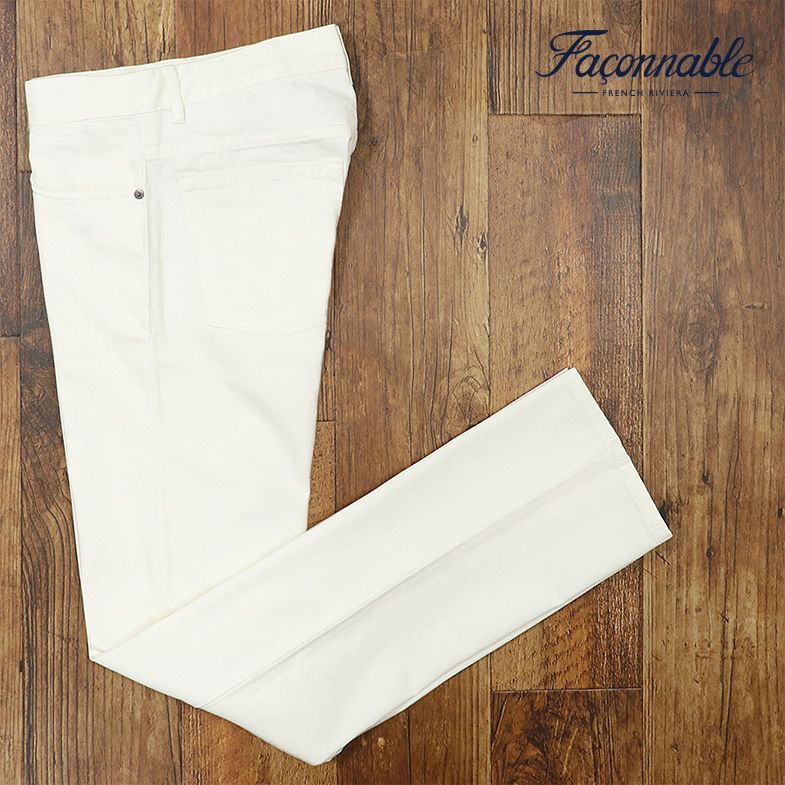 1 jpy /Faconnable/40 -inch / Denim pants is Rico si cotton 100% plain refreshing white pants Italy made ji- bread new goods / white / white /if273/