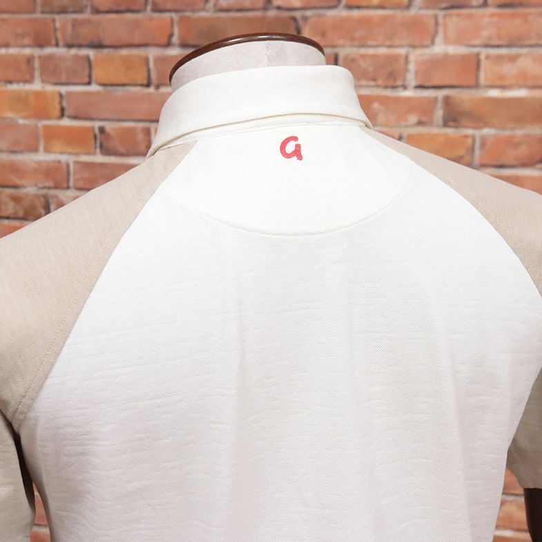 1 jpy / spring summer /g-stage/46 size / domestic production polo-shirt Kiyoshi .kanoko elasticity * pcs collar Logo print Golf short sleeves new goods / ivory /ie117/