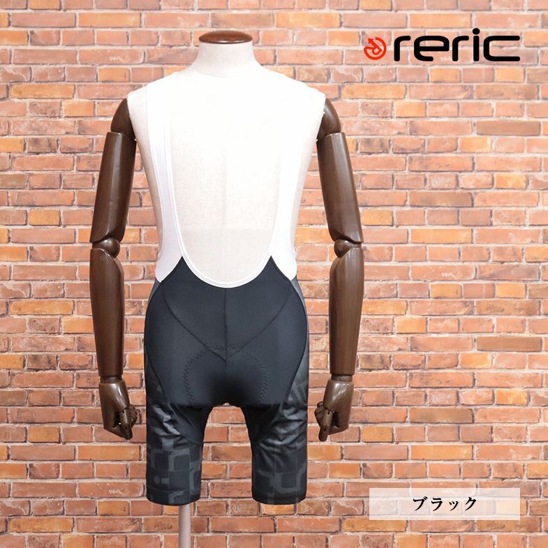 春夏/reric/Sサイズ/ロゴ柄ビブショーツ 吸汗速乾 ストレッチ メッシュ通気性◎ 裾口 滑り止め 空気抵抗軽減APS 新品/黒/ブラック/ib305/_画像1