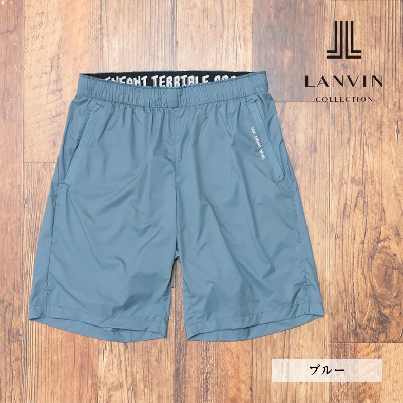 春夏/LANVIN COLLECTION/48サイズ/イージー ハーフパンツ 撥水 軽量リップストップ 無地 スポーティー 日本製 新品/青/ブルー/ib203/_画像1