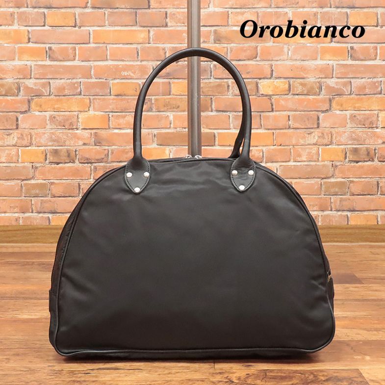 1 jpy /Orobianco/ translation Boston bag BORGOROSSO EVOLUTION water-repellent light weight nylon plain leather Italy made new goods / black / black /ie247/