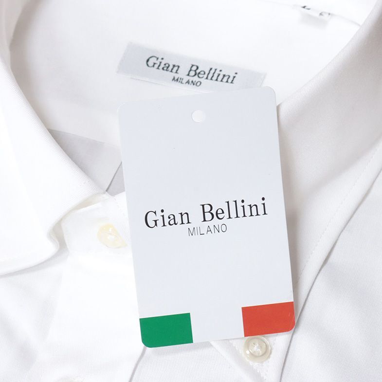 1円/Gian Bellini/Lサイズ/ドレス シャツ なめらかツイル 無地 ボタンダウン 胸ポケット イタリア製 長袖 新品/白/ホワイト/id348/_画像5