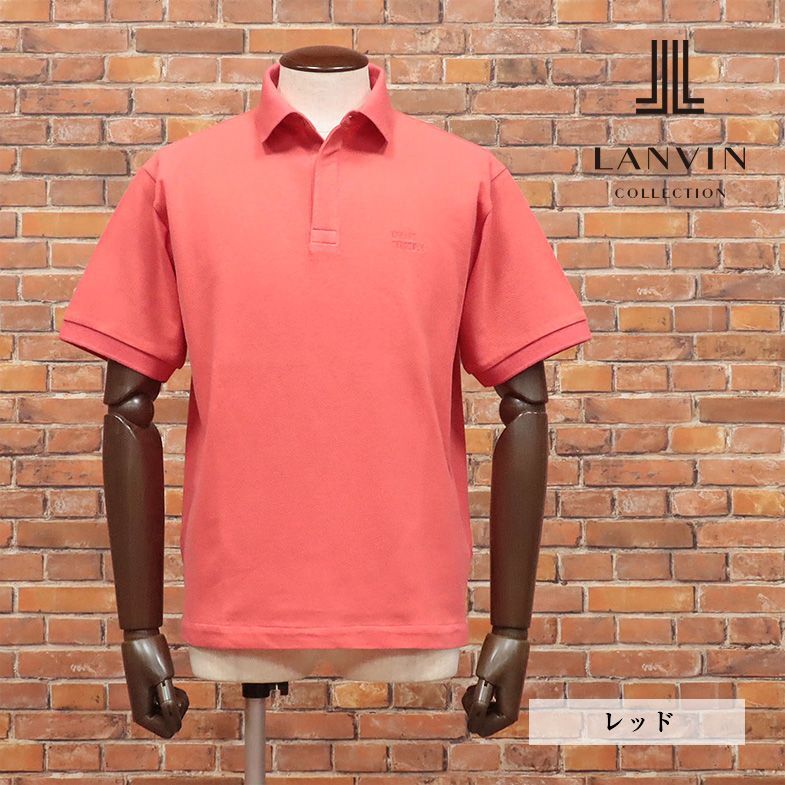春夏/LANVIN COLLECTION/48サイズ/国産ポロシャツ 清涼カノコ 伸縮性◎ 無地 台襟 BIGシルエット 半袖 新品/赤/レッド/ib177/