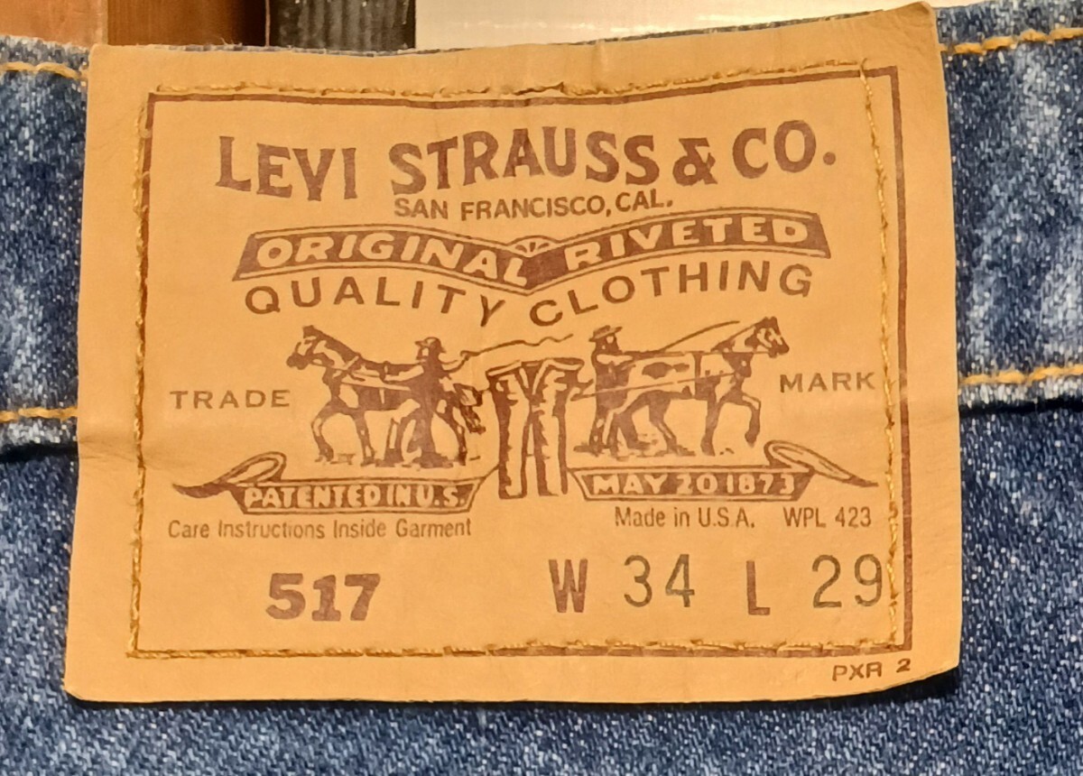 62 美品 Levi's 517 ビンテージ デニム ブーツカット 90s USA インディゴ W34 L29 オレンジタブ 紙ラベル リーバイス_画像5