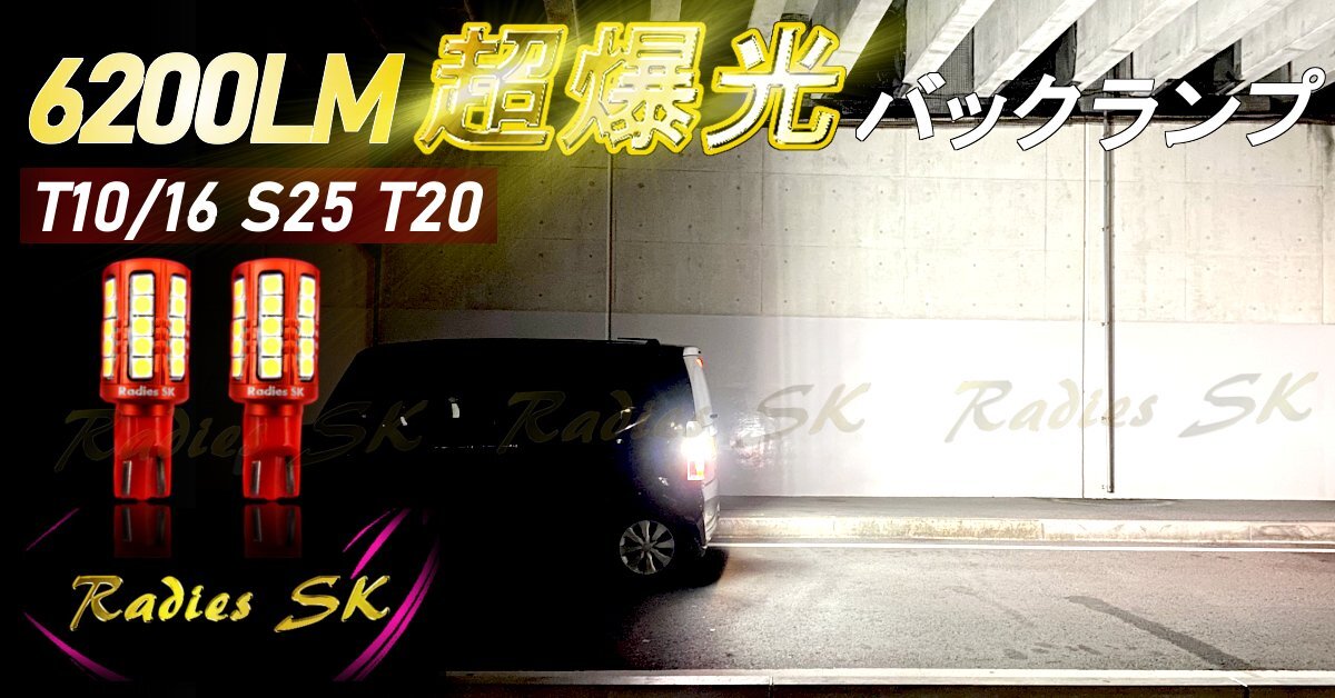 T16 バックランプ 爆光 T10 LED 12V 24V ホワイト ポジション ライセンス マットレッド 2球 42SMD 1年保証 赤い新星 Radies SK_画像10