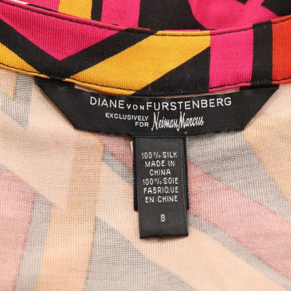 DIANE von FURSTENBERG × Neiman Marcus ダイアンフォンファステンバーグ シルク100％♪ 総柄 ワンピース Sz.8　レディース　K4T00530_4#D_画像5