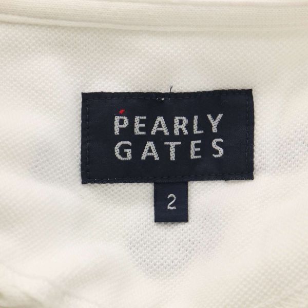 PEARLY GATES パーリーゲイツ 春夏 DO BETTER♪ 半袖 鹿の子 ポロシャツ Sz.2　レディース 白 日本製 ゴルフ　K4T00526_4#A_画像5