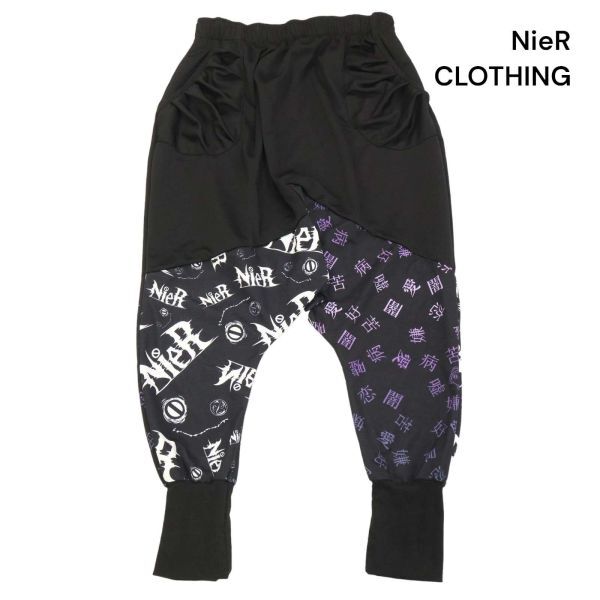 NieR CLOTHING ニーア クロージング 通年 ロゴ&漢字♪ 切替 デザイン ジャージ サルエル パンツ Sz.F　レディース 黒　K4B00350_4#R_画像1