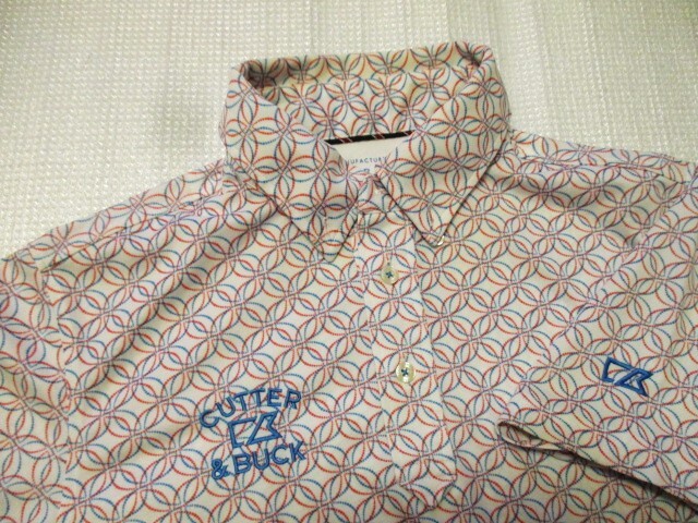 CUTTER&BUCK カッター＆バック 　半袖ボタンダウンシャツ　サイズＬ_画像1