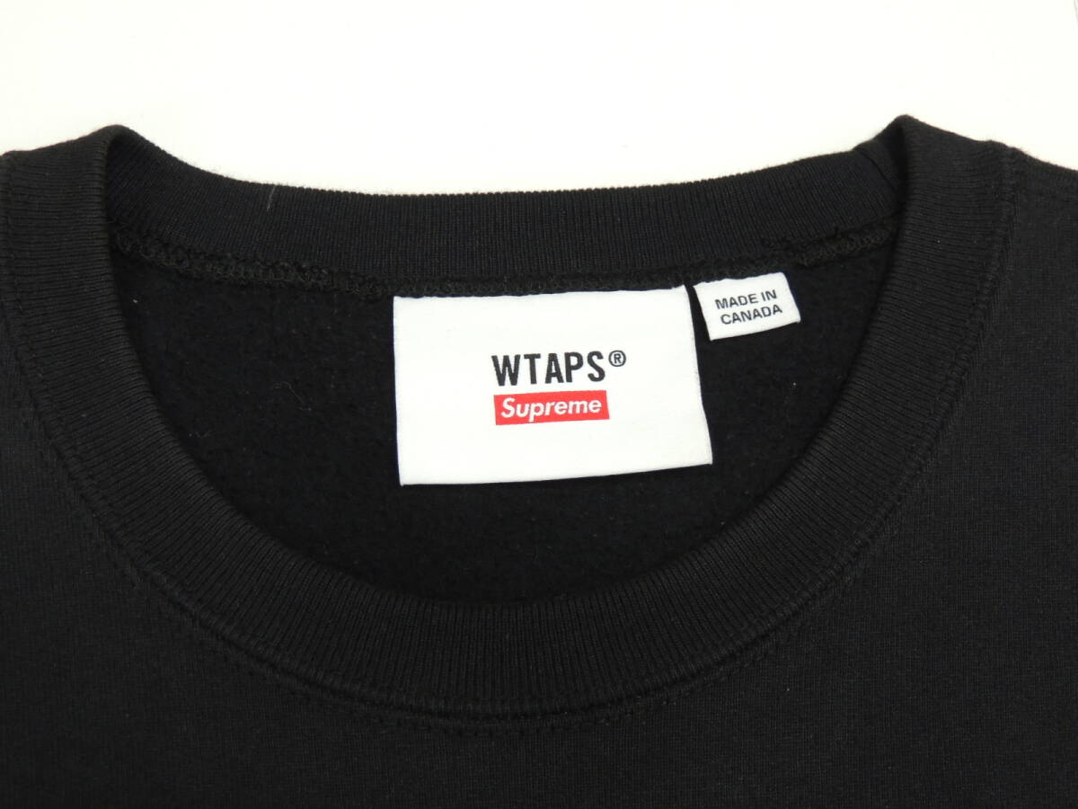 ★ XLサイズ 21AW Supreme × WTAPS Crewneck Sweatshirt Black ダブルタップス コラボ クルーネック スウェット 黒 ブラック X-LARGE_画像4