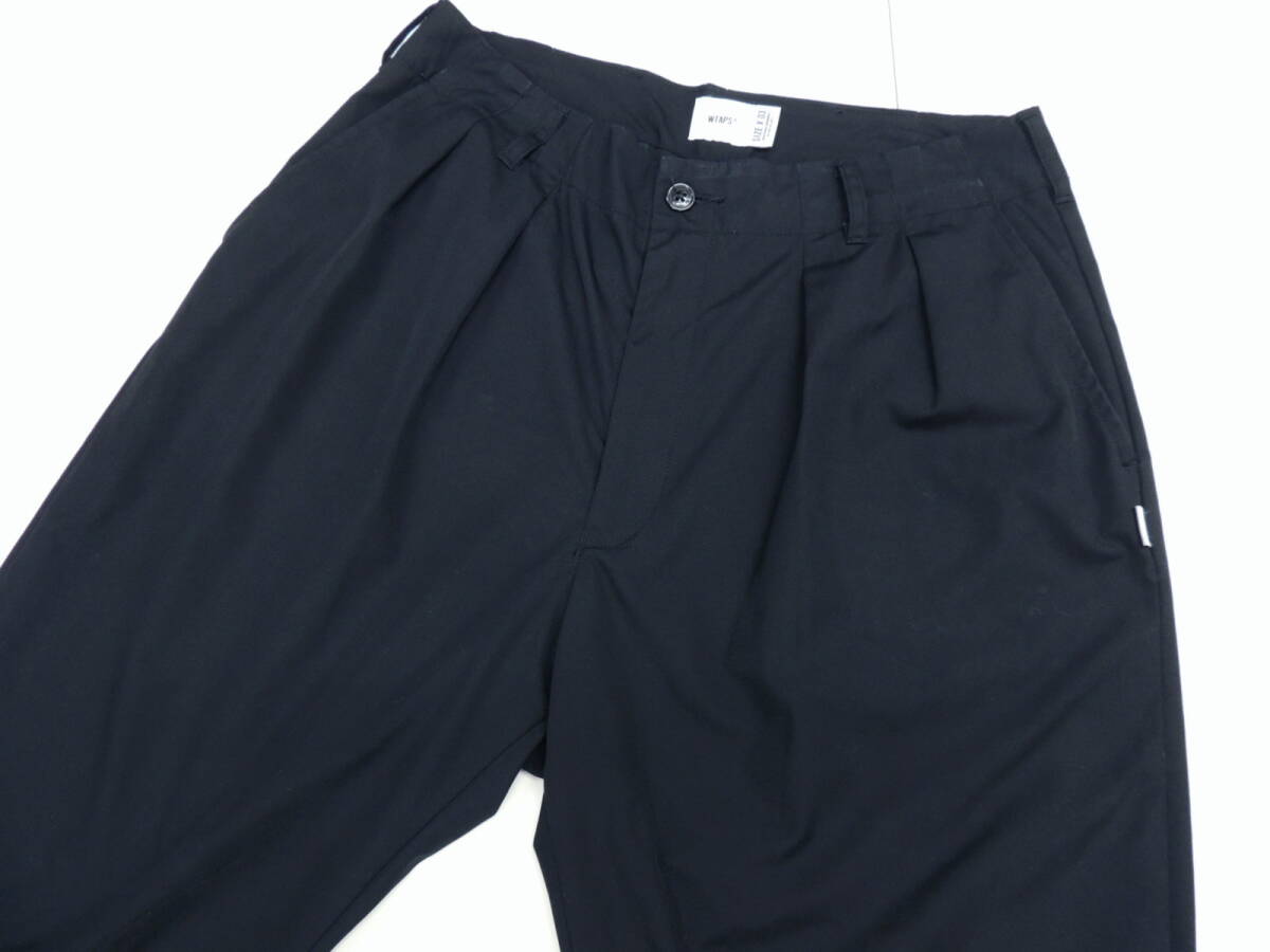 ★ ダブルタップス WTAPS 22AW SHINOBI TROUSERS シノビ ポリコットン ツータック トラウザー パンツ 03サイズ 黒 ブラック 222GWDT-PTM01_画像3