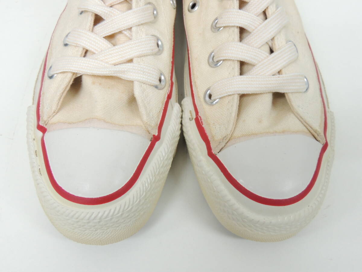 80S VINTAGE デッドストック 新品 US 3 1/2 22.5cm コンバース CONVERSE USA製 当て布 囲みロゴ オールスター ハイ アンブリーチドホワイト_画像5