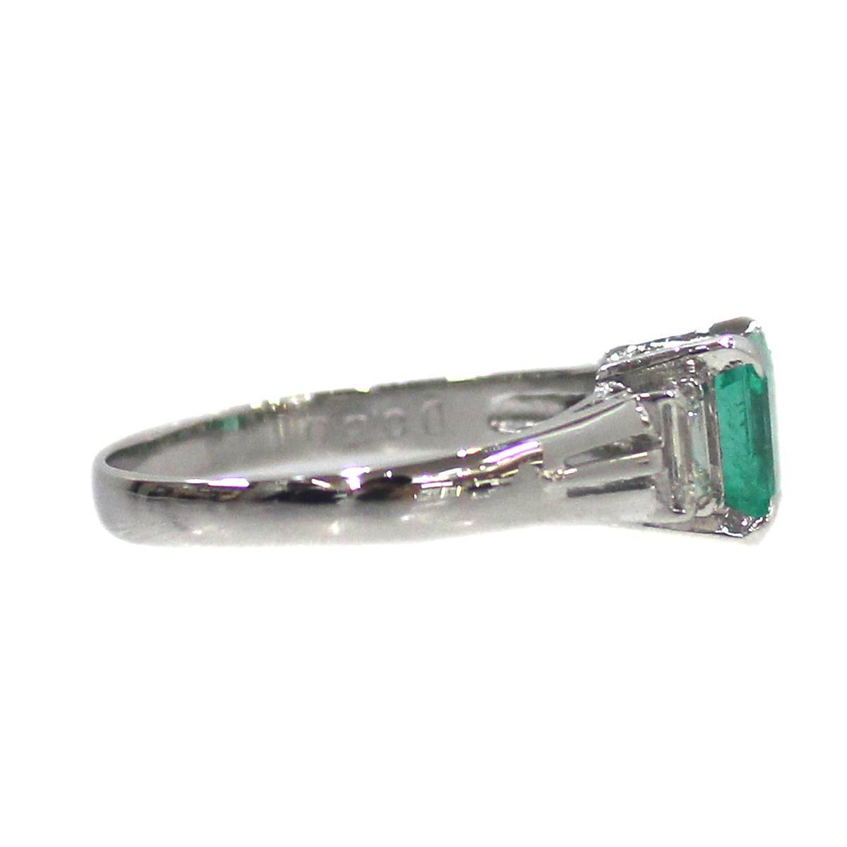 Pt900 emerald diamond ring 1.20ct 0.30ct gross weight 6.8g ring size 14 number burnishing finishing goods KS A rank 