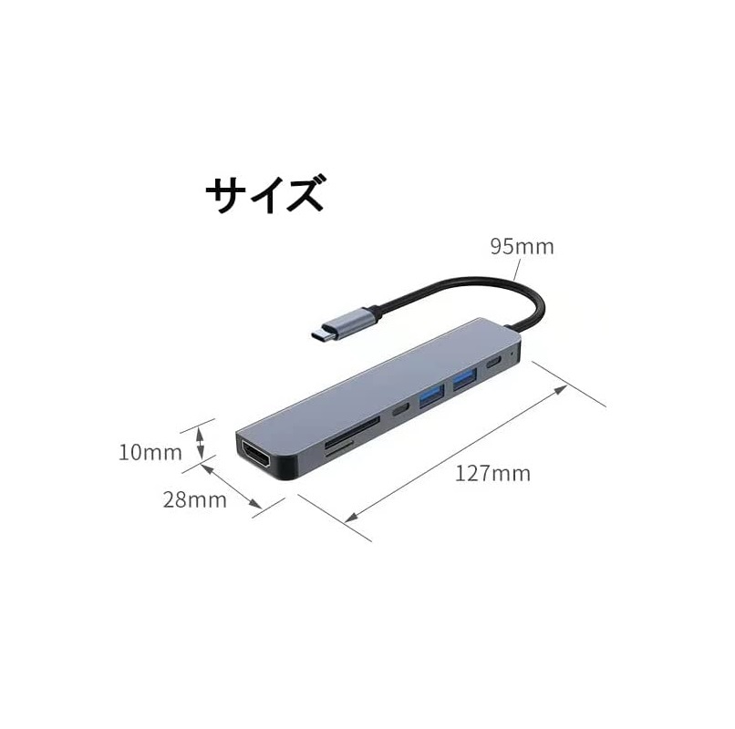 USB C ハブ 7in1 変換アダプタ Type-C タイプC ハブ マルチポート 拡張 4K 60Hz HDMI 100W PD 急速充電 USB3.0 5Gbps高速データ転送 f2ra_画像2