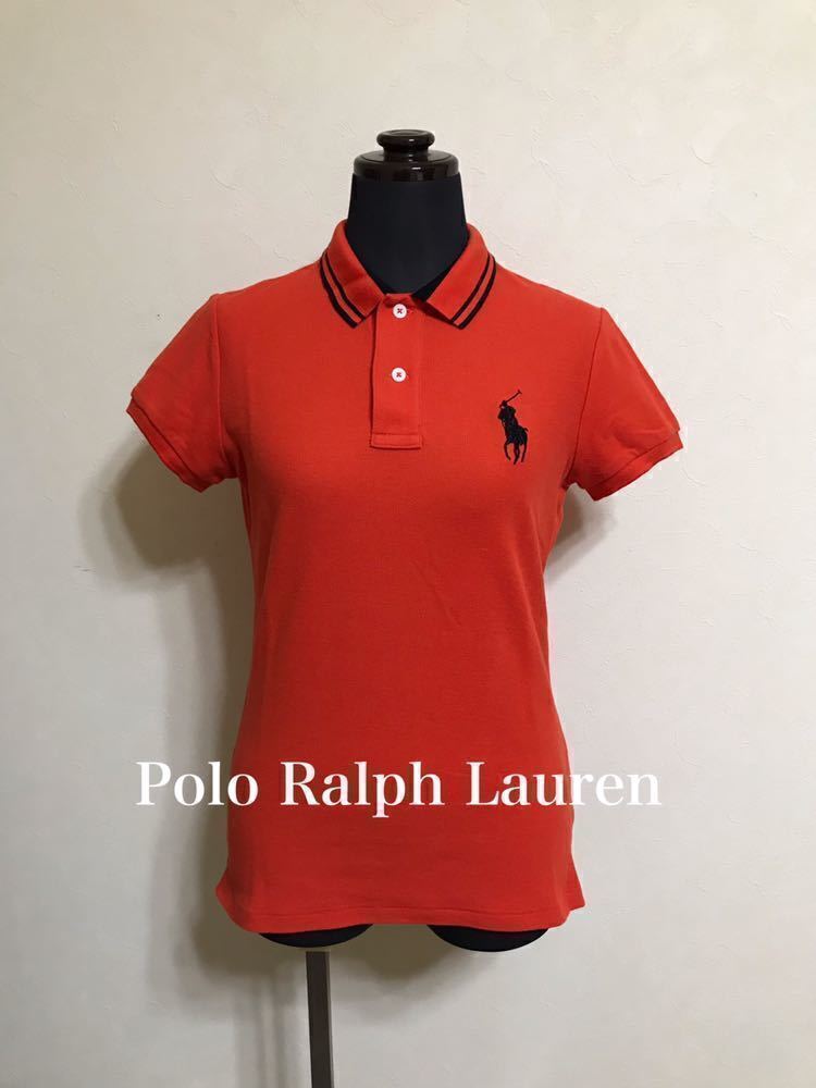 【美品】 Polo Ralph Lauren Golf ポロ ラルフローレン レディース ゴルフ ウェア ビッグポニー トップス サイズS 半袖 橙_画像1