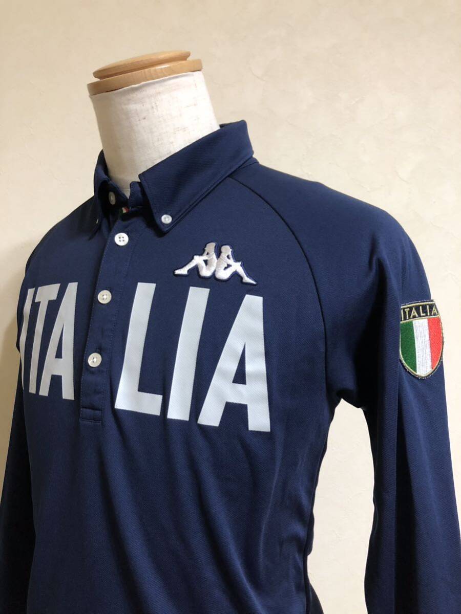 kappa ITALIA GOLF カッパ イタリア ゴルフ ウェア ボタンダウン ドライ ポロシャツ トップス サイズM 長袖 ネイビー KG252LS58_画像8