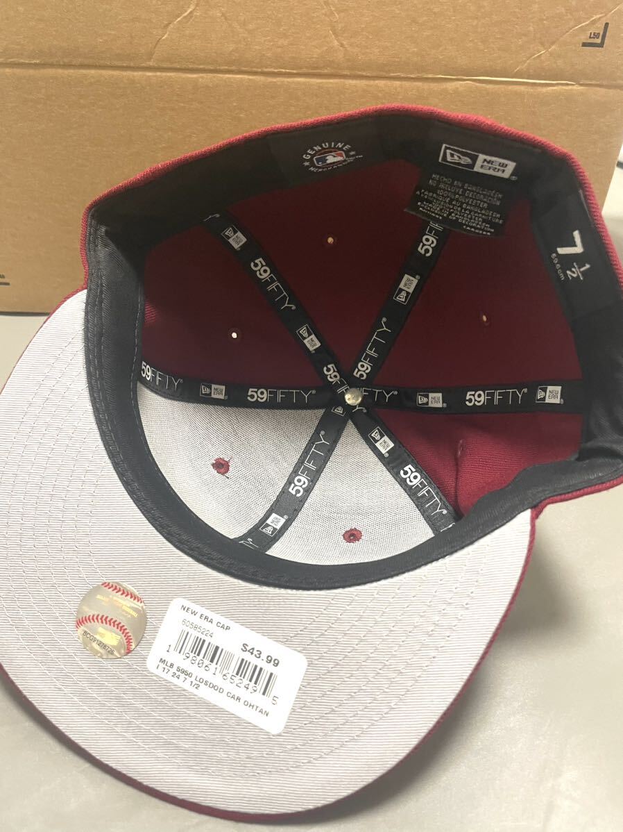 海外限定　ニューエラ　ドジャース　大谷翔平　59fifty キャップ　7 3/4 カージナル　LA 帽子 LA New Era_画像4