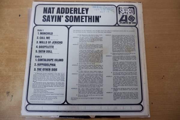 W3-043＜LP/US盤＞ナット・アダレイ Nat Adderley / Sayin' Somethin'の画像2