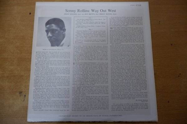 W3-116＜LP/US盤/美品＞ソニー・ロリンズ Sonny Rollins / Way Out Westの画像2