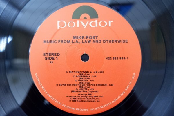 X3-133＜LP/US盤/美品＞Mike Post / Music From L.A., Law And Otherwise_画像4