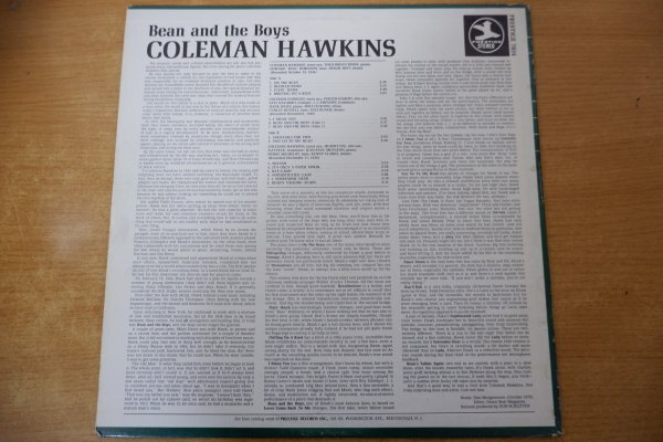 X3-283＜LP/US盤＞コールマン・ホーキンス Coleman Hawkins / Bean And The Boysの画像2