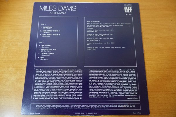 Z3-027＜LP/伊盤＞マイルス・デイビス Miles Davis / At Birdland_画像2