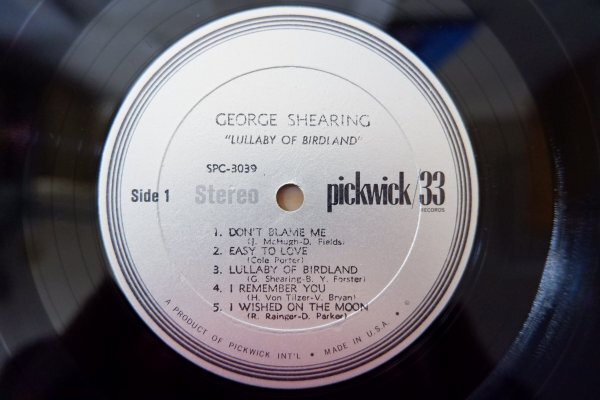 Z3-069＜LP/US盤/美盤＞ジョージ・シアリング George Shearing / Lullaby Of Birdland_画像4