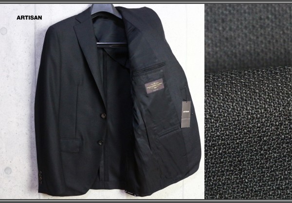 新品アルチザン 春夏 日本製 イタリア製 カノニコ ホップサック ジャケットM黒 定価9.2万円/ARTISAN MEN2